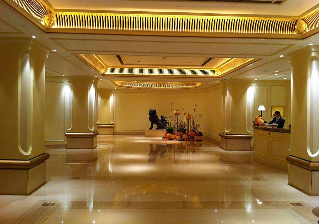 The Peninsula Hong Kong Hotel lobby hall interior